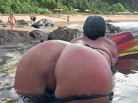 A outsider feeds my sperm to fish around front of everyone